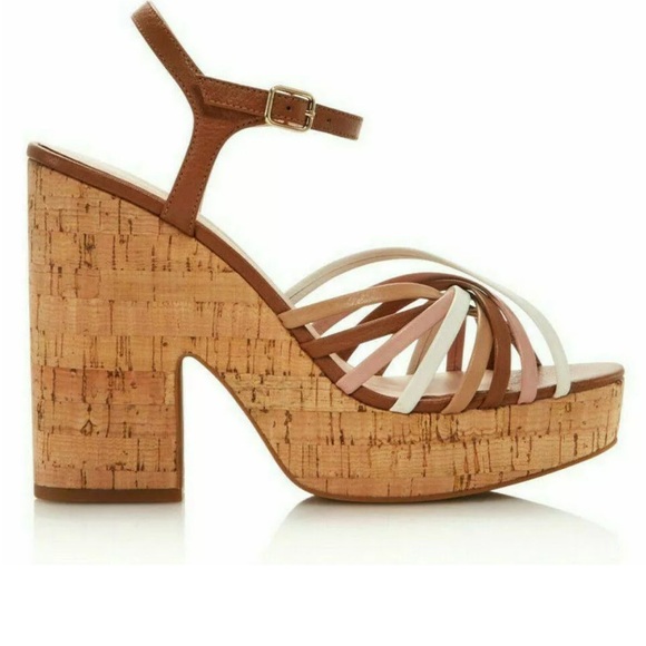 Kate Spade NY Glow Platform Leather Sandal Grain Calf Multi Toast Sz 8M - Picture 5 of 10